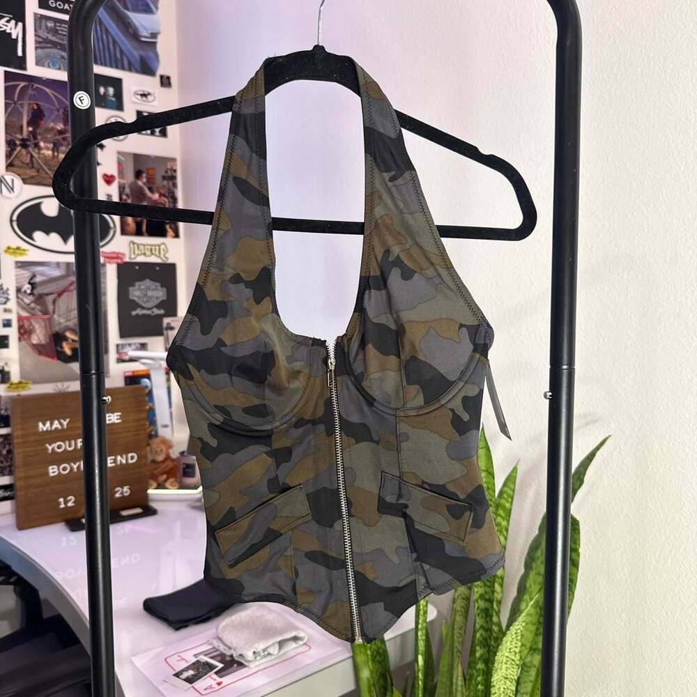 Spirit Halloween Military Camouflage Halter Corset Top